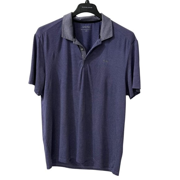 Calvin Klein Performance Mens Striped Polo Shirt Purple‎ Size Large - Picture 6 of 9